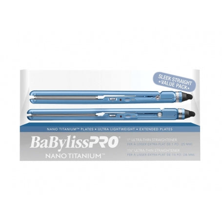 BaByliss PRO Nano Titanium 1" and 1.5" Ultra Thin Flat Irons Set - Sleek Straight BOGO Value Pack