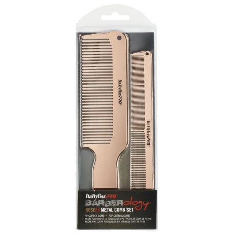 BaByliss PRO Rose FX Metal Barber Comb 2 piece Set