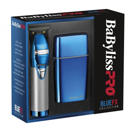 BaByliss PRO Blue FX Collection Metal Outlining Trimmer & Double Foil Shaver Limited Edition Set (FXHOLPK2BC)