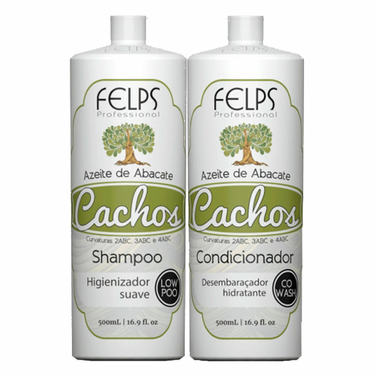 Kit Felps Shampoo Conditioner Curls Avocado Oil Azeite Abacate Cachos Hair Care 2x500ml/2x16.9fl.oz